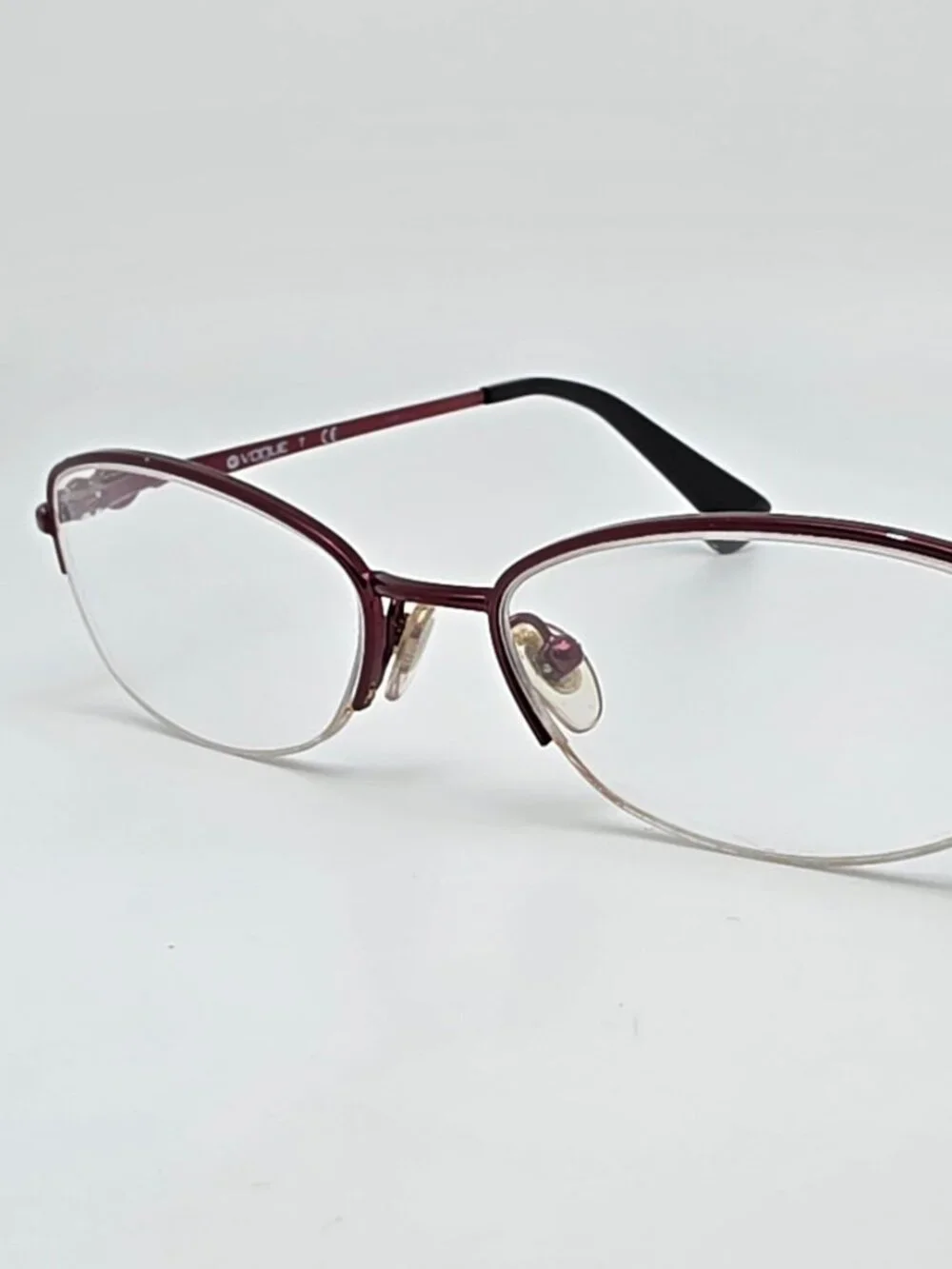 Vogue VO3955-BI Plum Purple Rhinestone Semi Rimless Cat Eye Eyeglasses Frame